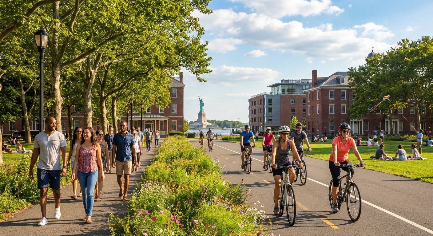 Découvrez Governors Island à New York, un véritable havre de paix au cœur de la ville offrant espaces verts, activités culturelles et vues imprenables sur la skyline.
