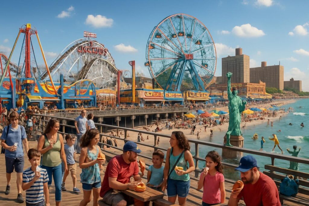 Découvrez les incontournables de Coney Island à New York : plages animées, promenade emblématique, parc d’attractions, et spécialités locales. Suivez nos conseils pour profiter au mieux de votre visite !