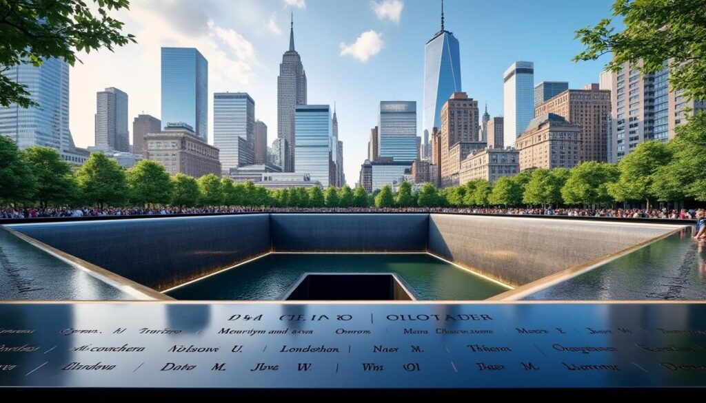 Explorez le Mémorial du 11 septembre à Ground Zero, un lieu de mémoire émouvant dédié aux victimes des attentats, offrant un hommage poignant et un espace de recueillement.