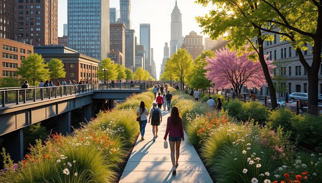 Découvrez la High Line à New York, une promenade urbaine unique alliant art, nature et vues imprenables. Une expérience incontournable pour les visiteurs de la ville.