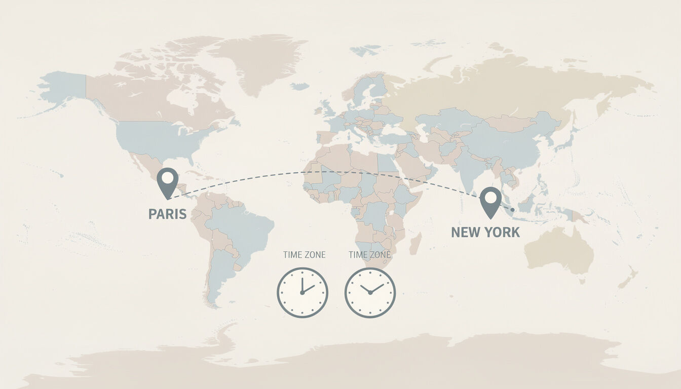 Découvrez le décalage horaire entre la France et New York ainsi que l'heure locale actuelle dans ces deux régions pour mieux planifier vos communications et voyages.