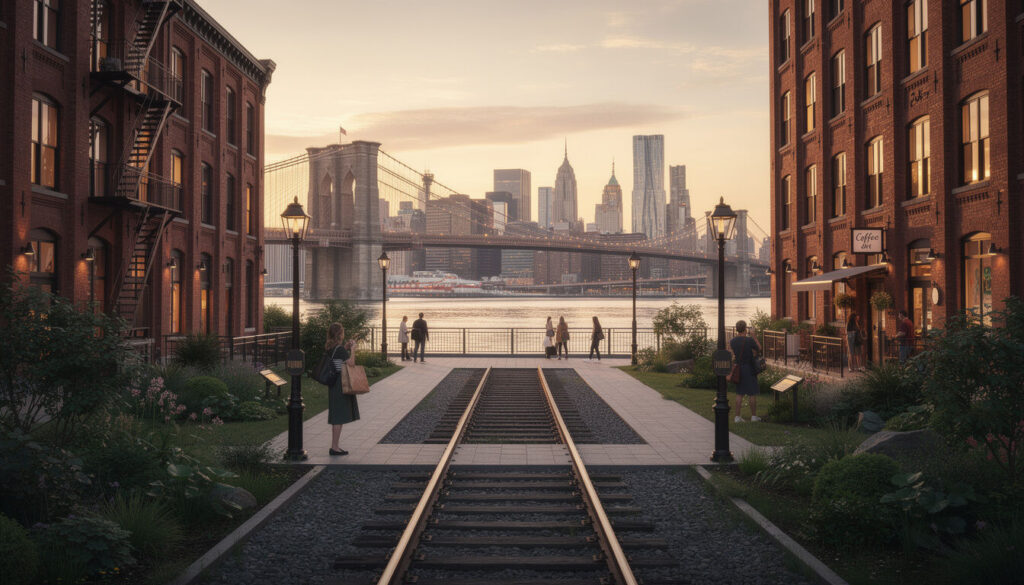 Découvrez Dumbo, un quartier photogénique et incontournable de Brooklyn, célèbre pour ses vues emblématiques, son ambiance artistique et ses lieux uniques à ne pas manquer.