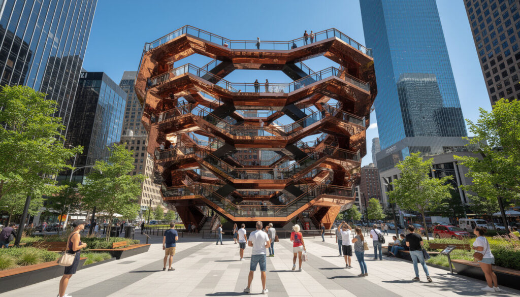 Découvrez The Vessel à New York, une merveille architecturale unique en forme d’alvéole, offrant une expérience visuelle et sensorielle exceptionnelle au cœur de la ville.