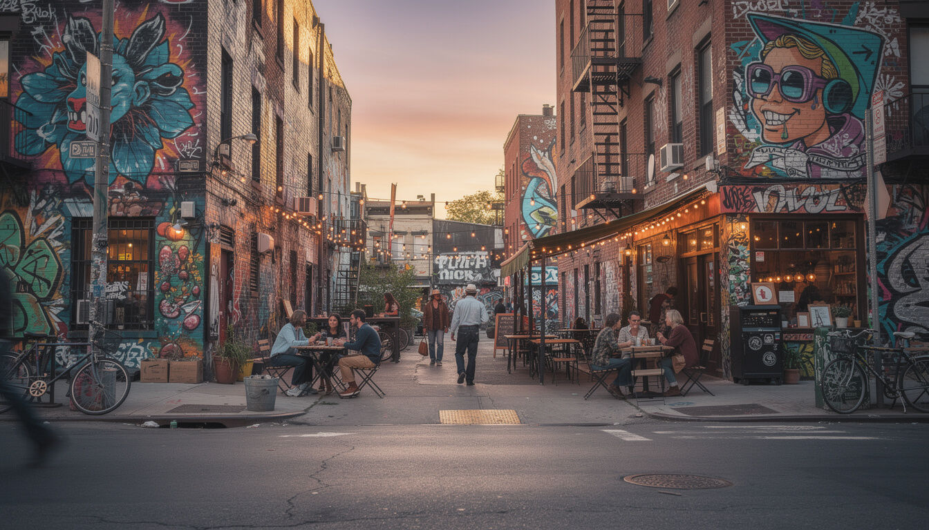 Découvrez Williamsburg à Brooklyn, l'épicentre du style hipster, réputé pour ses arts, sa culture alternative, ses cafés uniques et son ambiance urbaine tendance.